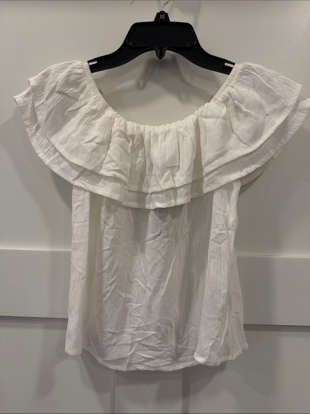 Off-Shoulder Ruffle Women's Top - White